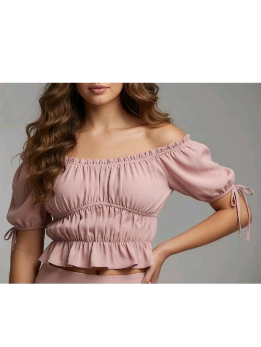 NWT Sugar Lips Milkmaid Peasant Crop Top Dusty Rose Ruffle Festival Fairy Pink M